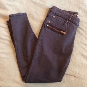 Express Striped Navy Skinny Jeans Zipper 4